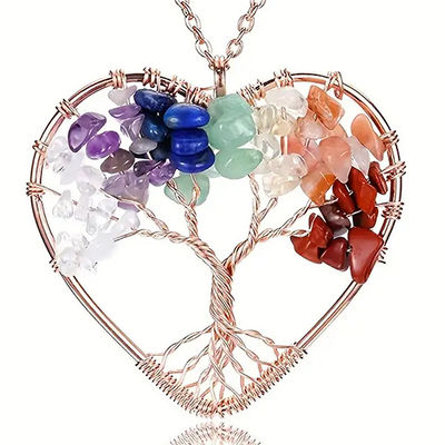 quality  5*5cm Tree Of Life Necklace With Chakra Stones Pendant factory