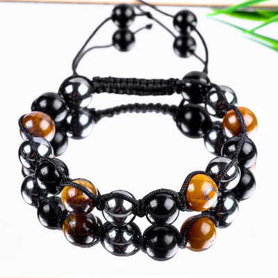Adjustable Handmade Braided Rope Natural Triple Gemstones Beads Bracelet