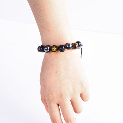 Adjustable Handmade Braided Rope Natural Triple Gemstones Beads Bracelet