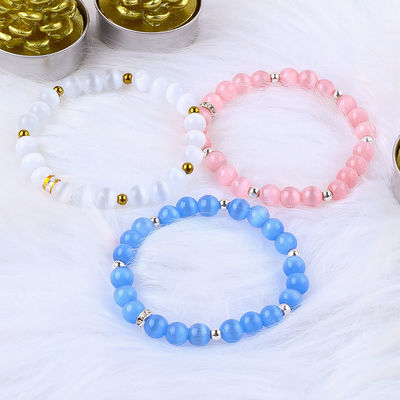 8mm//10mm/12mm Round Cats Eye Gemstone Bracelet For Clothing Matching