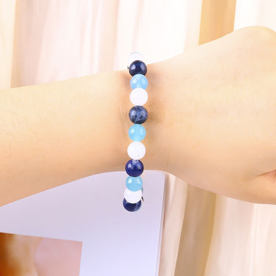 Clear Quartz / Sodalite / Blue Chalcedony 8mm Positive Energy Crystal Bead Bracelet