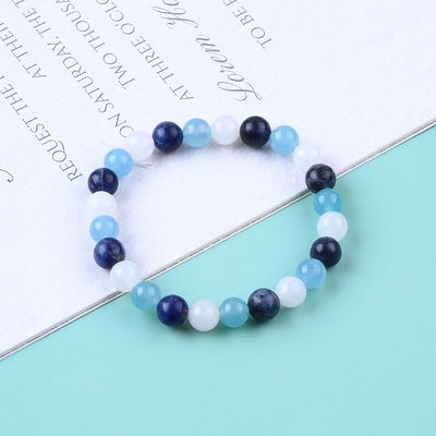 Clear Quartz / Sodalite / Blue Chalcedony 8mm Positive Energy Crystal Bead Bracelet