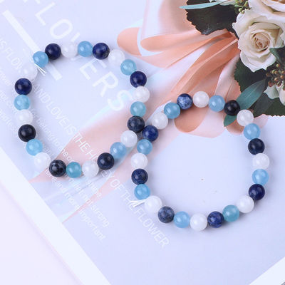 Clear Quartz / Sodalite / Blue Chalcedony 8mm Positive Energy Crystal Bead Bracelet