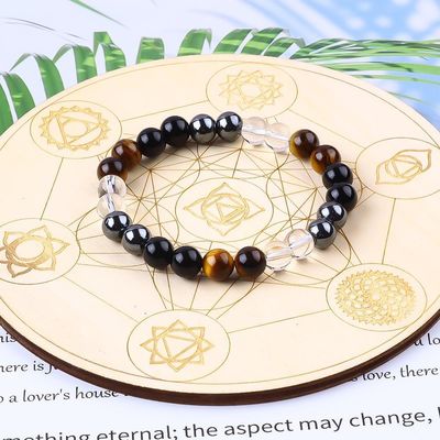 Handmade Elastic Natural Crystal Gemtone Bead Protection Bracelet for Healing