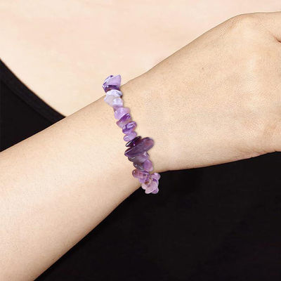 Handmade Chips Gravel Stone Bracelet Irregular Amethyst Healing Energy Jewelry