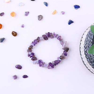 Handmade Chips Gravel Stone Bracelet Irregular Amethyst Healing Energy Jewelry