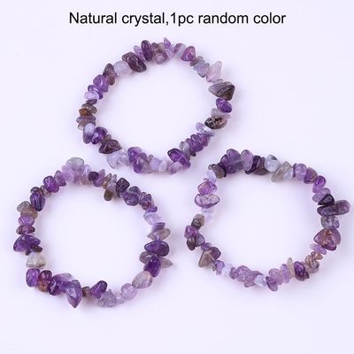 Handmade Chips Gravel Stone Bracelet Irregular Amethyst Healing Energy Jewelry