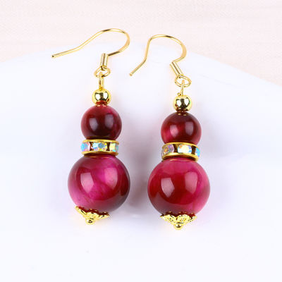 10mm Gemstone Beaded Hanging Quartz Crystal Earrings OEM ODM