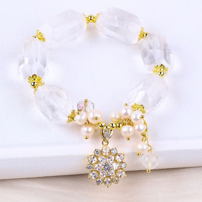 Handmade Gemstone Bracelet Adjustable Charms Clear Quartz Bracelet Natural Stone Pearl Jewelry For Party Daily Wearing