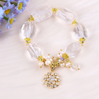 Handmade Gemstone Bracelet Adjustable Charms Clear Quartz Bracelet Natural Stone Pearl Jewelry For Party Daily Wearing