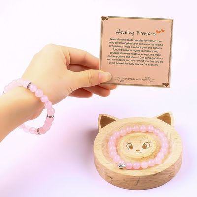 8mm Rose Quartz Gemstone Bead Bracelet Healing Energy Charm Jewelry