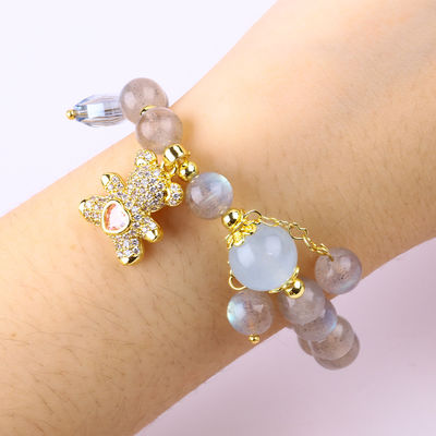 Labradorite / Amethyst Natural Gemstone Bracelet Reduce Negative Energy