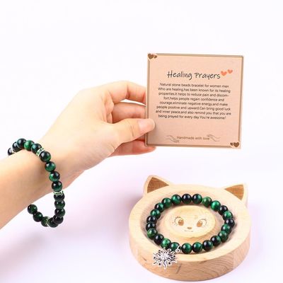 Handmade Round Green10mm Tiger Eye Bead Bracelet Crystal Healing