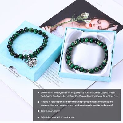 Handmade Round Green10mm Tiger Eye Bead Bracelet Crystal Healing