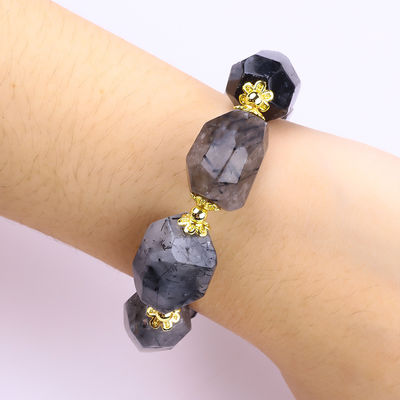 Handmade Gemstone Bracelet Adjustable Charm Black Rutilate Quartz Bracelet Natural Stone Pearl Jewelry For Daily Wearing