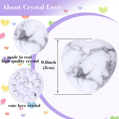 White Turquoise Heart Shaped Healing Stones 0.8 Inch For Jewelry Making