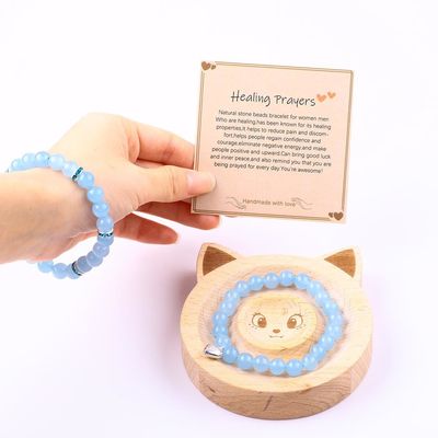 8mm Amethyst Blue Aquamarine Gemstone Bracelets Crystal Healing