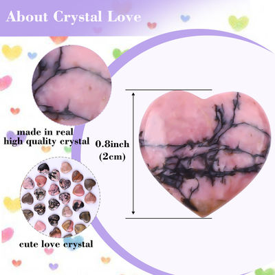 Glazed Rhodonite Heart Shape Crystals For Chakra Balancing