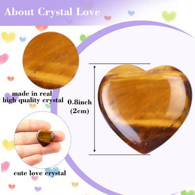 Home Decor 0.8 Inch Tigers Eye Heart Shaped Stone Smooth Polish