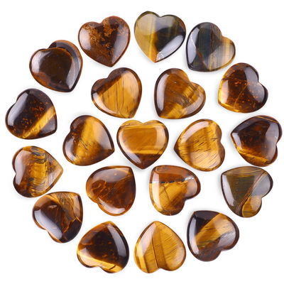 Home Decor 0.8 Inch Tigers Eye Heart Shaped Stone Smooth Polish