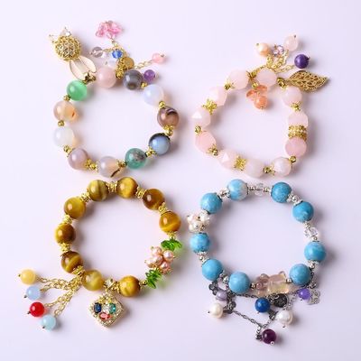 Healing Power 10mm Gemstone Beaded Round Bracelets With Beautiful Charms