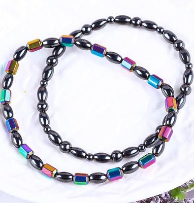 Gemstone Bead Slimming Magnetic Hematite Stone Ankle Bracelets With Five Star Symbol
