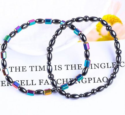 Gemstone Bead Slimming Magnetic Hematite Stone Ankle Bracelets With Five Star Symbol