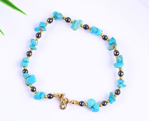 Hematite Stone Anklets Bracelets With Crystal Chip Gravel Stone Ankle Chain Jewelry