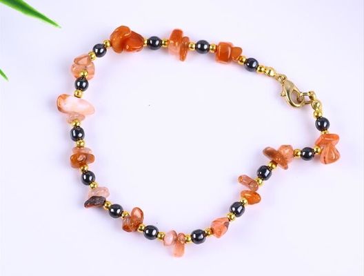 Hematite Stone Anklets Bracelets With Crystal Chip Gravel Stone Ankle Chain Jewelry