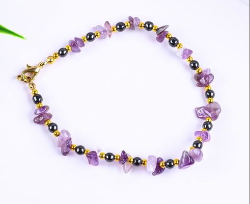 Hematite Stone Anklets Bracelets With Crystal Chip Gravel Stone Ankle Chain Jewelry