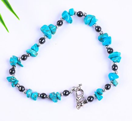 Hematite Stone Anklets Bracelets With Crystal Chip Gravel Stone Ankle Chain Jewelry