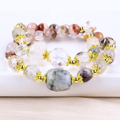 Natural Garden Quartz 8mm 10mm Bead Bracelet  DIY Clear Quartz Stretch Bracelet For Gift