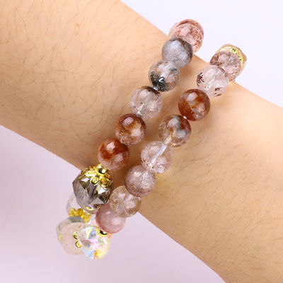 Natural Garden Quartz 8mm 10mm Bead Bracelet  DIY Clear Quartz Stretch Bracelet For Gift