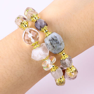 Natural Garden Quartz 8mm 10mm Bead Bracelet  DIY Clear Quartz Stretch Bracelet For Gift