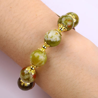 Handmade Gemstone Beaded Bracelet Natural Yellow Dragon Blood Stone Adjustable Charm Bracelet For Party Daily Wearing