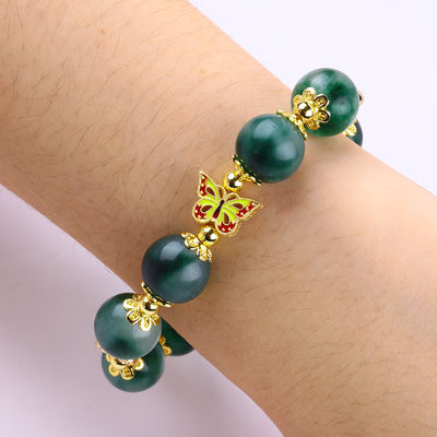 Handmade Gemstone Beaded Bracelet Green Chalcedony Bracelet Adjustable Charm Bracelet For Party Daily Wearing