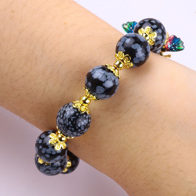 Handmade Gemstone Beaded Bracelet Snow Flake Adjustable Charms Bracelet For Party Daily Wearing