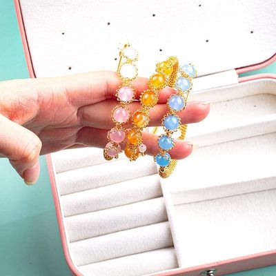 Wire Wrapped Healing Round Bead Gemstone Bangle Bracelet Jewelry