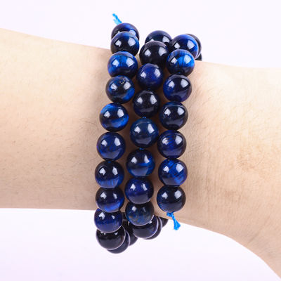 8mm Natural Dark Blue Tiger Eye Gemstone Crystal Stone Beads For Jewelry Making