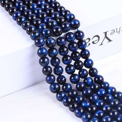 8mm Natural Dark Blue Tiger Eye Gemstone Crystal Stone Beads For Jewelry Making
