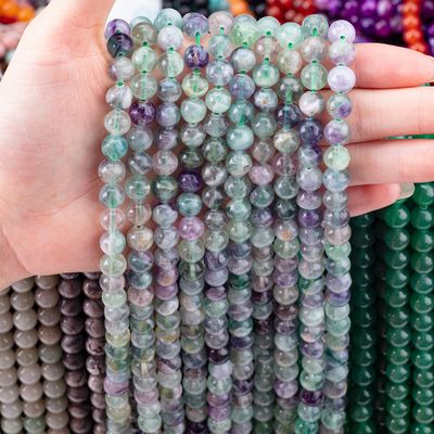 Natural Crystal Gemstone Fluorite Round Bead For DIY Jewelry Making