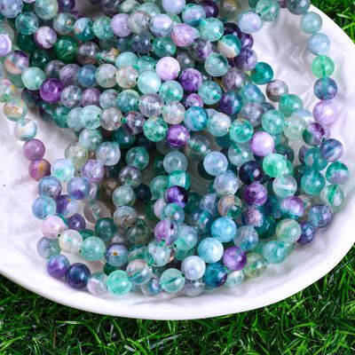 Natural Crystal Gemstone Fluorite Round Bead For DIY Jewelry Making