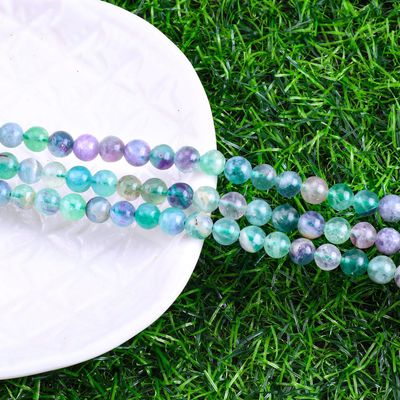 Natural Crystal Gemstone Fluorite Round Bead For DIY Jewelry Making