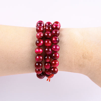 8mm Rose Red Tiger Eye Gemstone Healing Pink Crystal Stone Beads For Jewelry Making