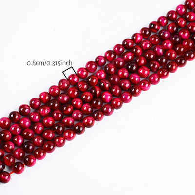 8mm Rose Red Tiger Eye Gemstone Healing Pink Crystal Stone Beads For Jewelry Making