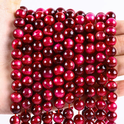 8mm Rose Red Tiger Eye Gemstone Healing Pink Crystal Stone Beads For Jewelry Making