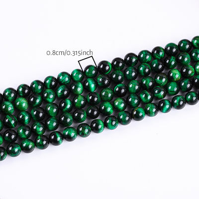8mm Green Tiger's Eye Gemstone Healing Crystal Stone Beads For Jewelry Making
