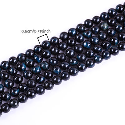 8mm Ink Blue Tiger's Eye Gemstone Pink Crystal Stone Beads For Jewelry Making