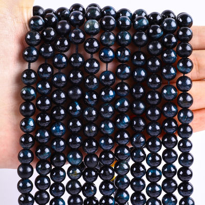 8mm Ink Blue Tiger's Eye Gemstone Pink Crystal Stone Beads For Jewelry Making
