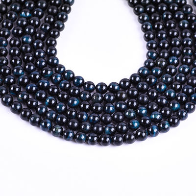 8mm Ink Blue Tiger's Eye Gemstone Pink Crystal Stone Beads For Jewelry Making